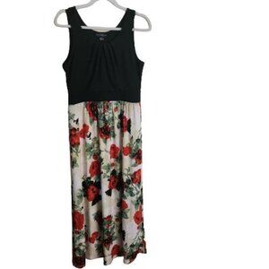 Inc International Concept Black Floral Sleeveless Maxi Dress Size L